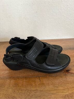 Wolky Black Leather Strap Sandals Size 38